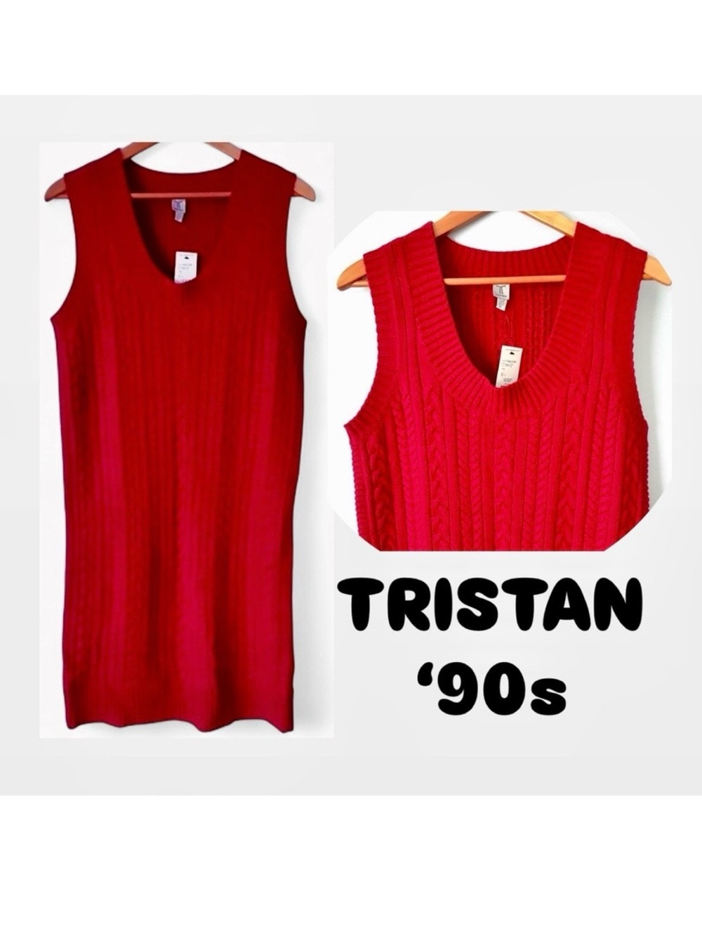 ⚡️SALE⚡️NWT Tristan Vintage 90s Red Sweater Dress Retail $110